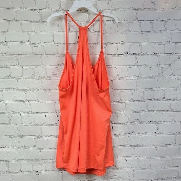 Under Armour Women’s HeatGear Neon Coral Racerback Running Tank Top Medium Loose - Picture 7 of 8